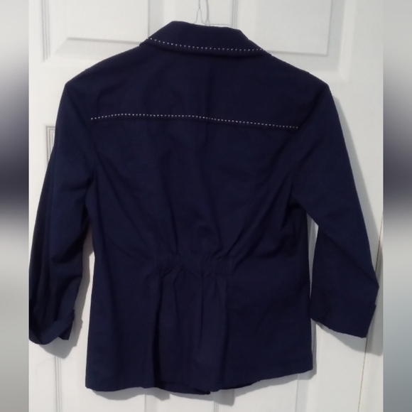Chico's Navy Blazer with White Stitching - Picture 3 of 5